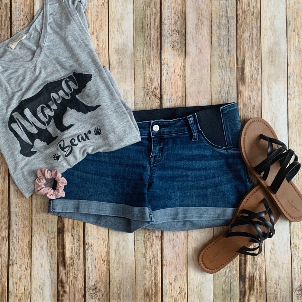 Maternity Side Panel Midi Jean Shorts